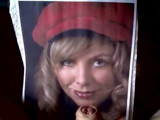 Extraordinary babeh in red hat gets cum on her pic