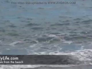 Amateur milf on the beach with her lesbian mademoiselle