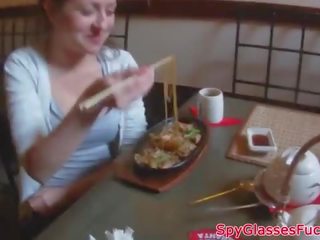 Pulled euro mademoiselle pounded on public toilet