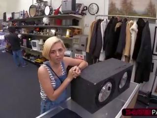 Splendid blondinka woman tries to sell her speaker and gets hammered hard